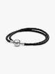 Pandora Moments Double Black Leather Bracelet