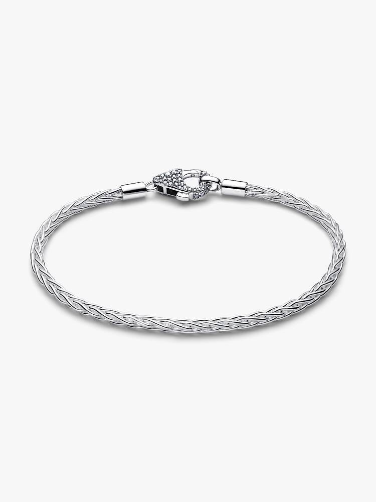 Pavé Clasp Foxtail Chain Charm Bracelet
