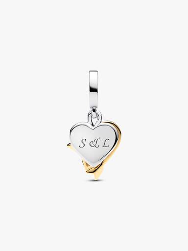 Engravable Heart & Arrow Double Dangle Charm