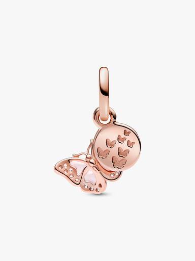 Pink Butterfly & Quote Double Dangle Charm