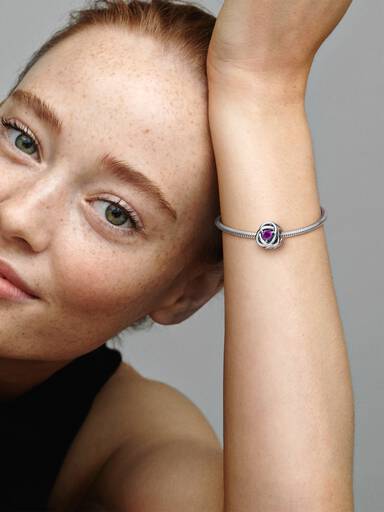 February Crystal Birthstone Eternity Circle Charm
