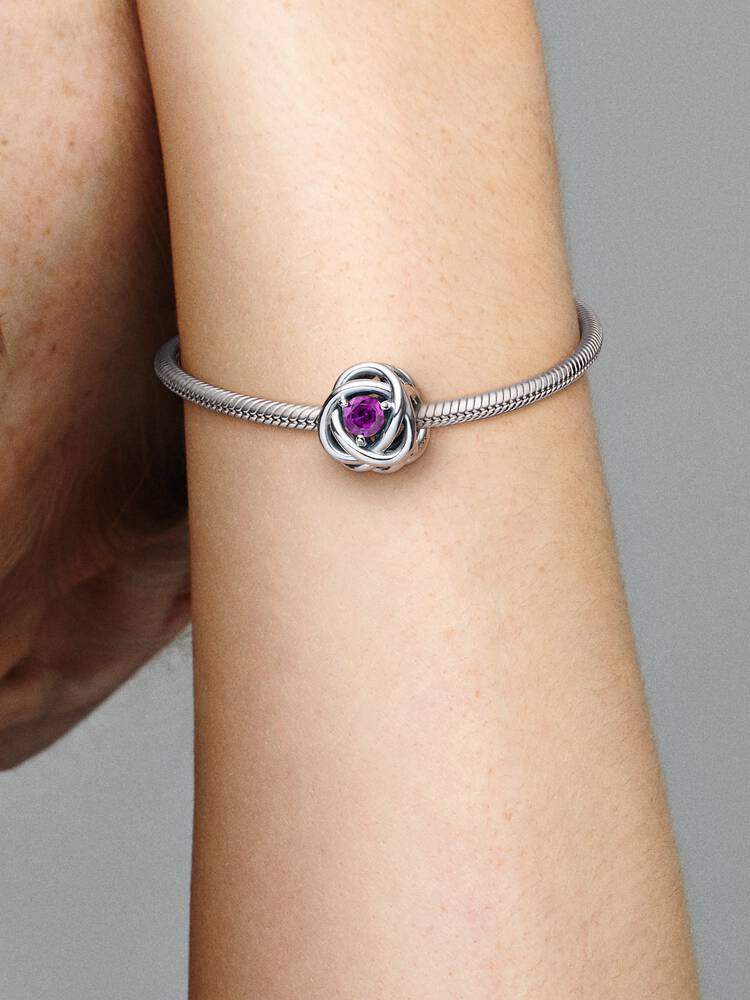 February Crystal Birthstone Eternity Circle Charm