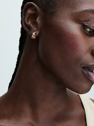 Crossover Pavé Hoop Earrings
