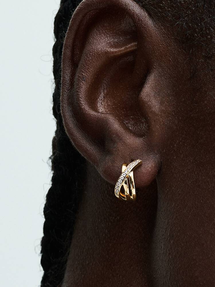 Crossover Pavé Hoop Earrings