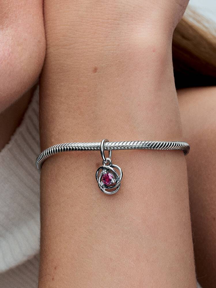 October Birthstone Eternity Circle Dangle Charm